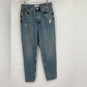 We The Free Women's Mom Style High Waisted‎ Straight Blue Jeans Button Fly Sz 27